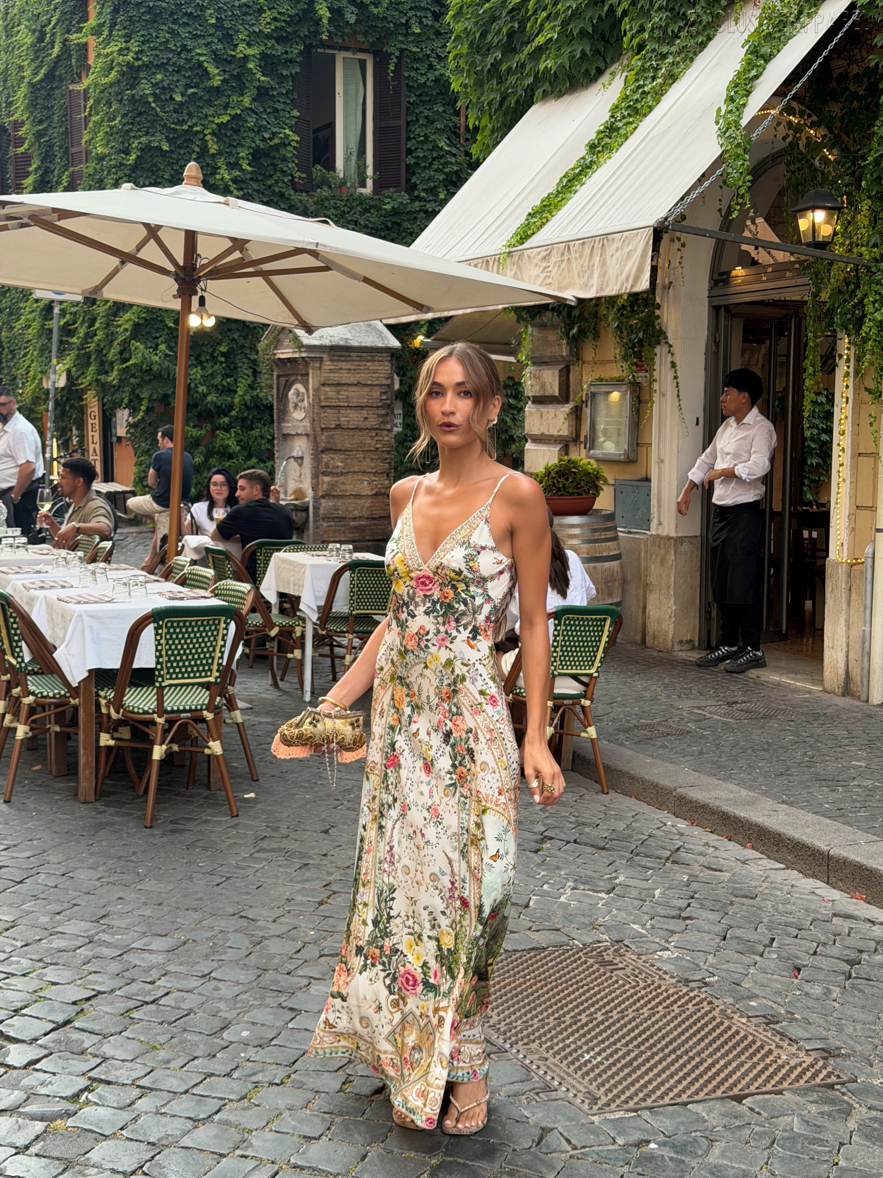 Celeste Colorful V-neck Sleeveless Long Dress