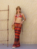 Taryn Multi-Colored Halter Striped Skirt Two-Piece Set