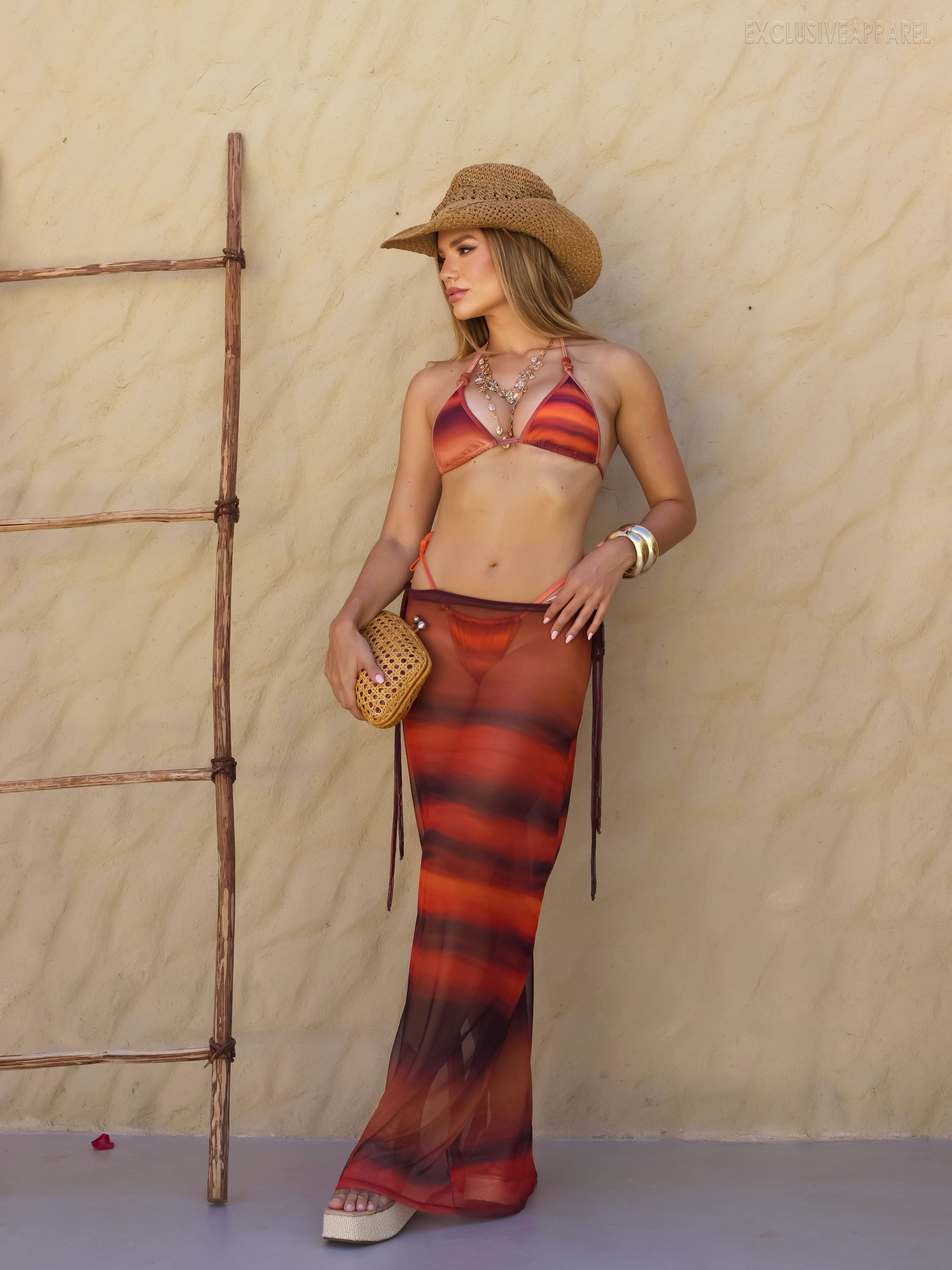 Taryn Multi-Colored Halter Striped Skirt Two-Piece Set