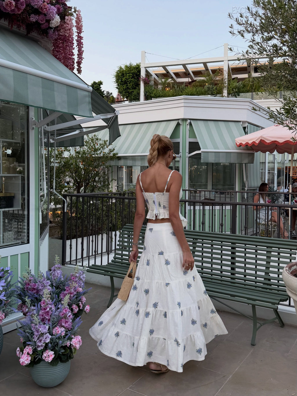 Savannah White Thin Shoulder Strap Long Dress Two-Piece Set