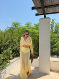 Anastasia Yellow Knot V-Neck Long Dress Set