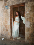 Isadora Light Blue Single-Shoulder Fringe Long Dress Two of Set