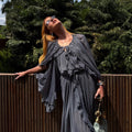 Piper Grey V-neck Cap Sleeve Long Dress