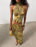 Calliope Yellow Necked Long Dress Set
