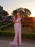 Eliana Pink Heart-shaped Collar Boatneck Long Dress