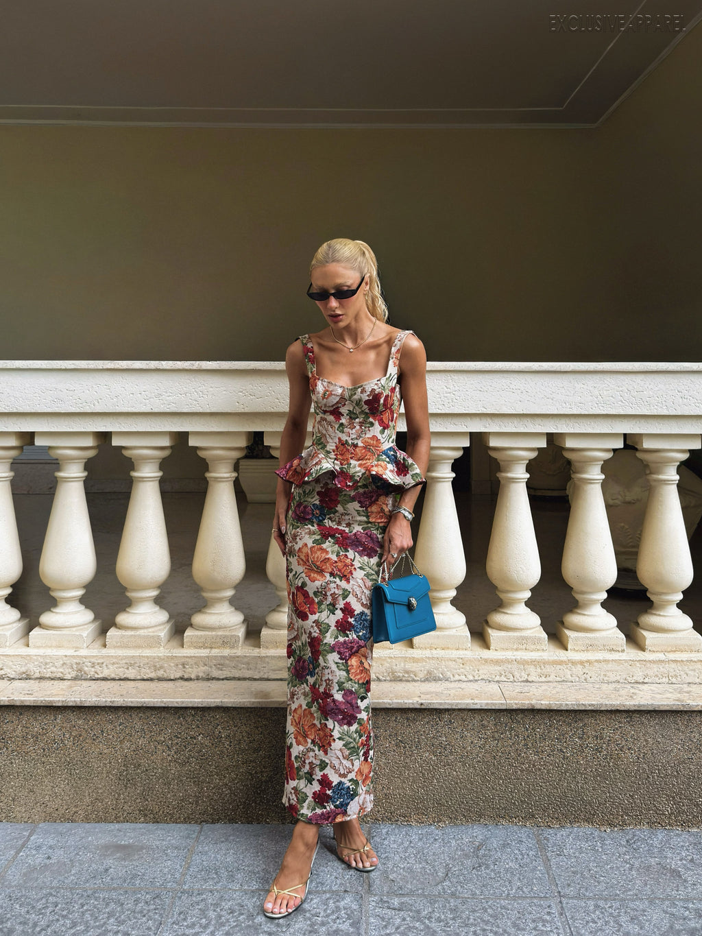 Indira Colorful Round-Neck Long Dress