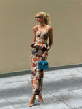 Indira Colorful Round-Neck Long Dress