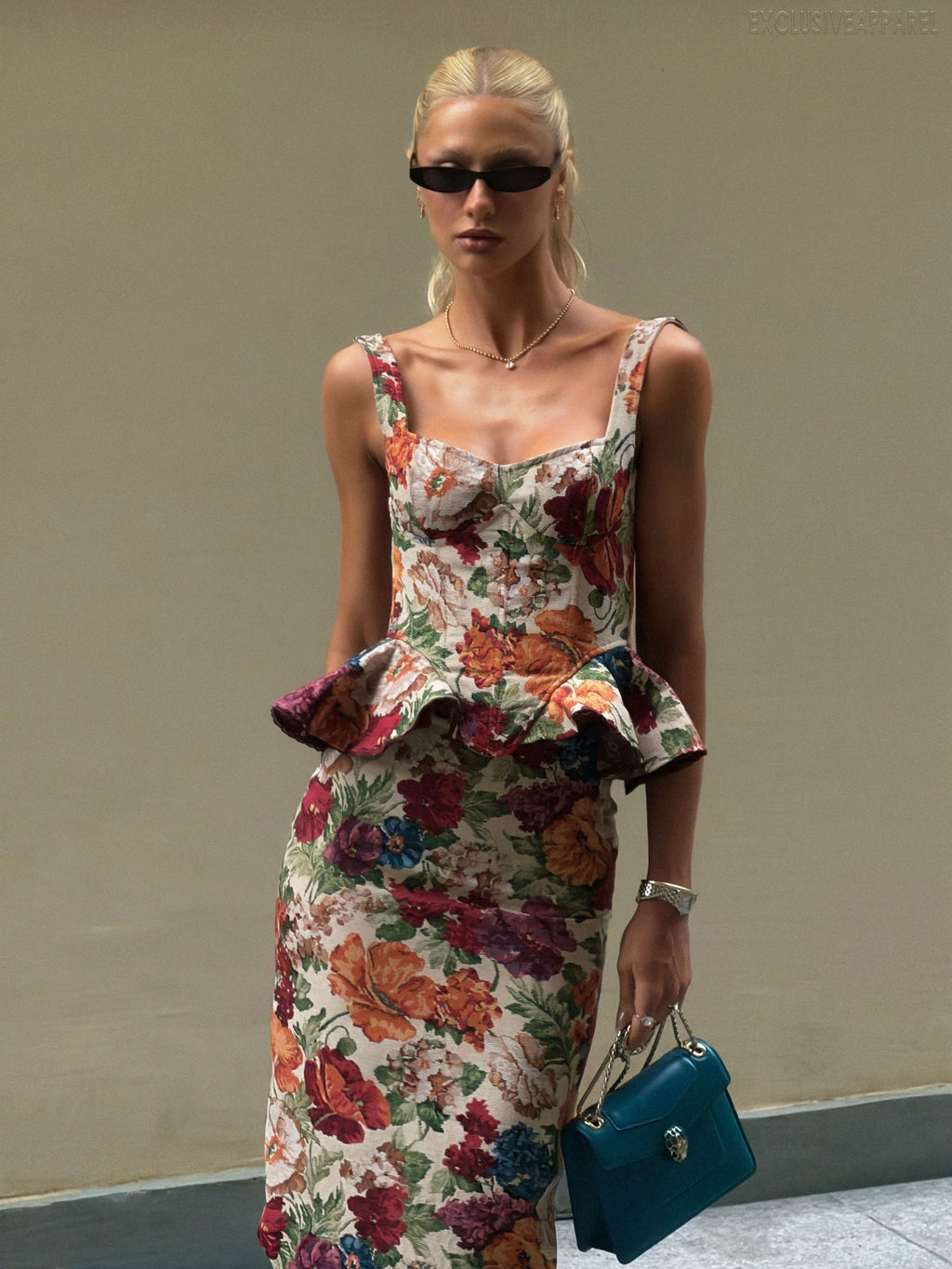 Indira Colorful Round-Neck Long Dress