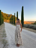 Fiona White Square-Necked Strapless Long Dress