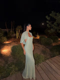 Peyton Green Shoulder-Strap Long Dress