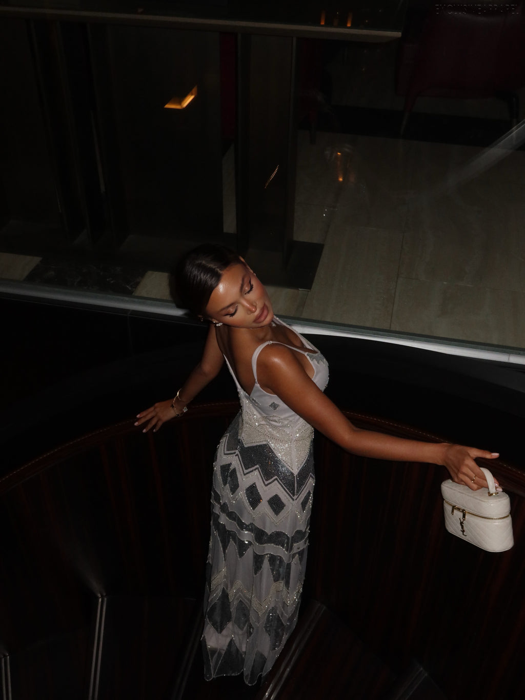 Nova White Strapless Sequined Dress