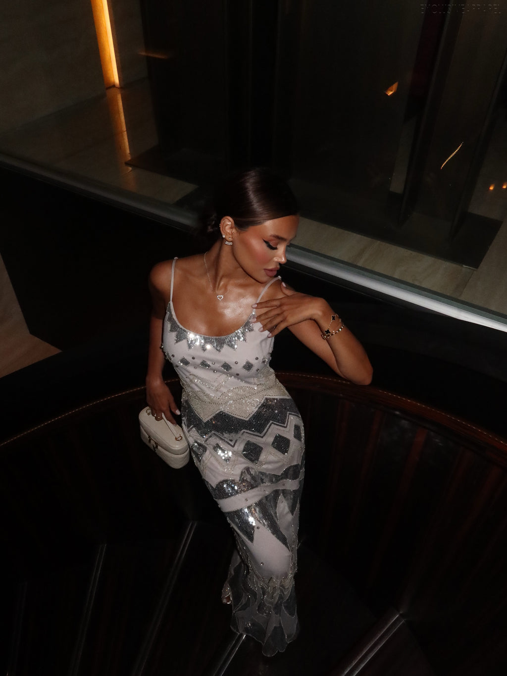 Nova White Strapless Sequined Dress