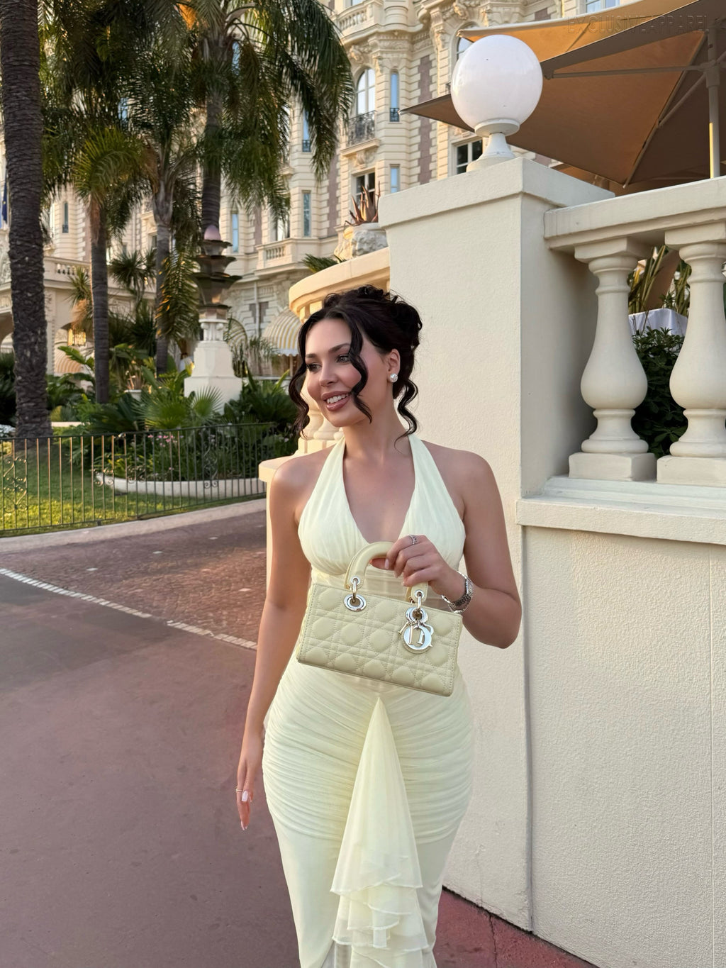 Elara Yellow Neckline Frilled Dress