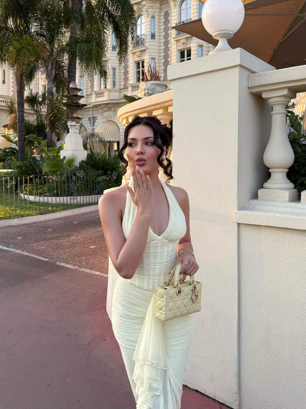 Elara Yellow Neckline Frilled Dress