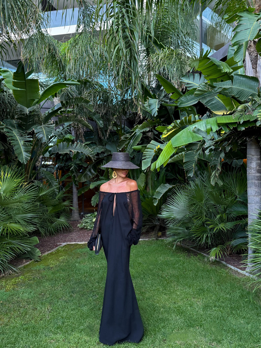 Penelope Black Sleeveless Patchwork Long Dress