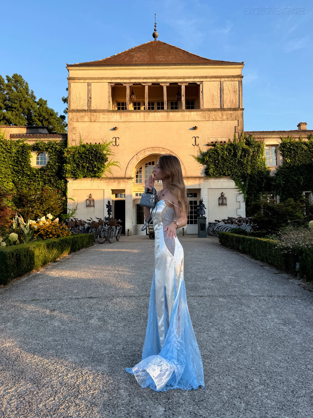 My Silver Sleeveless Lace Floor-Length Dress