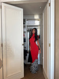 Eloisa Red High-necked Fish-tail Long Dress