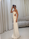 Nadia White Strapless Long Dress With Cut-Out Design