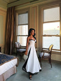 Camille White Strapless V-neck Long Dress