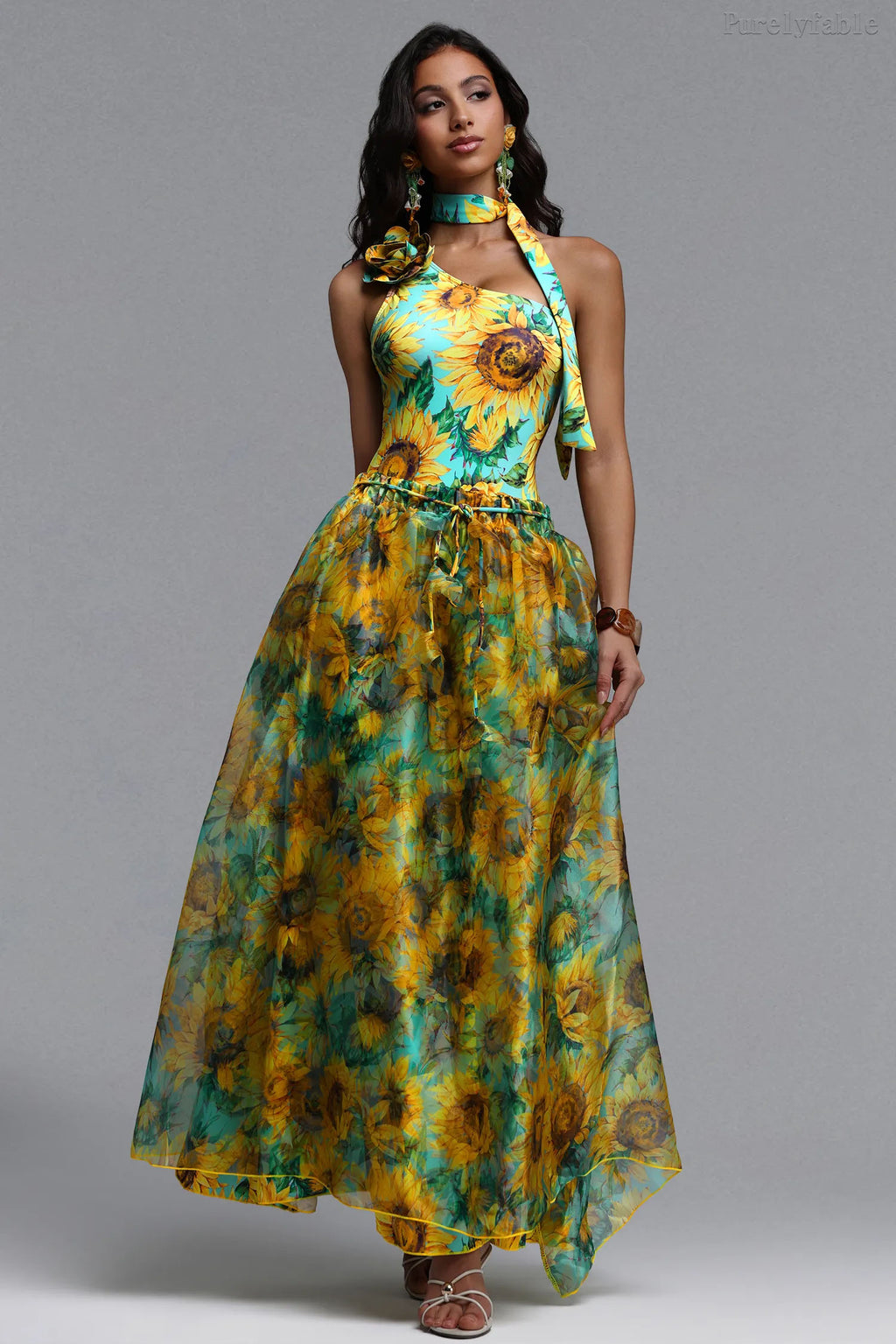Mabel Yellow Sunflower Print One-Piece Swimwear Set
