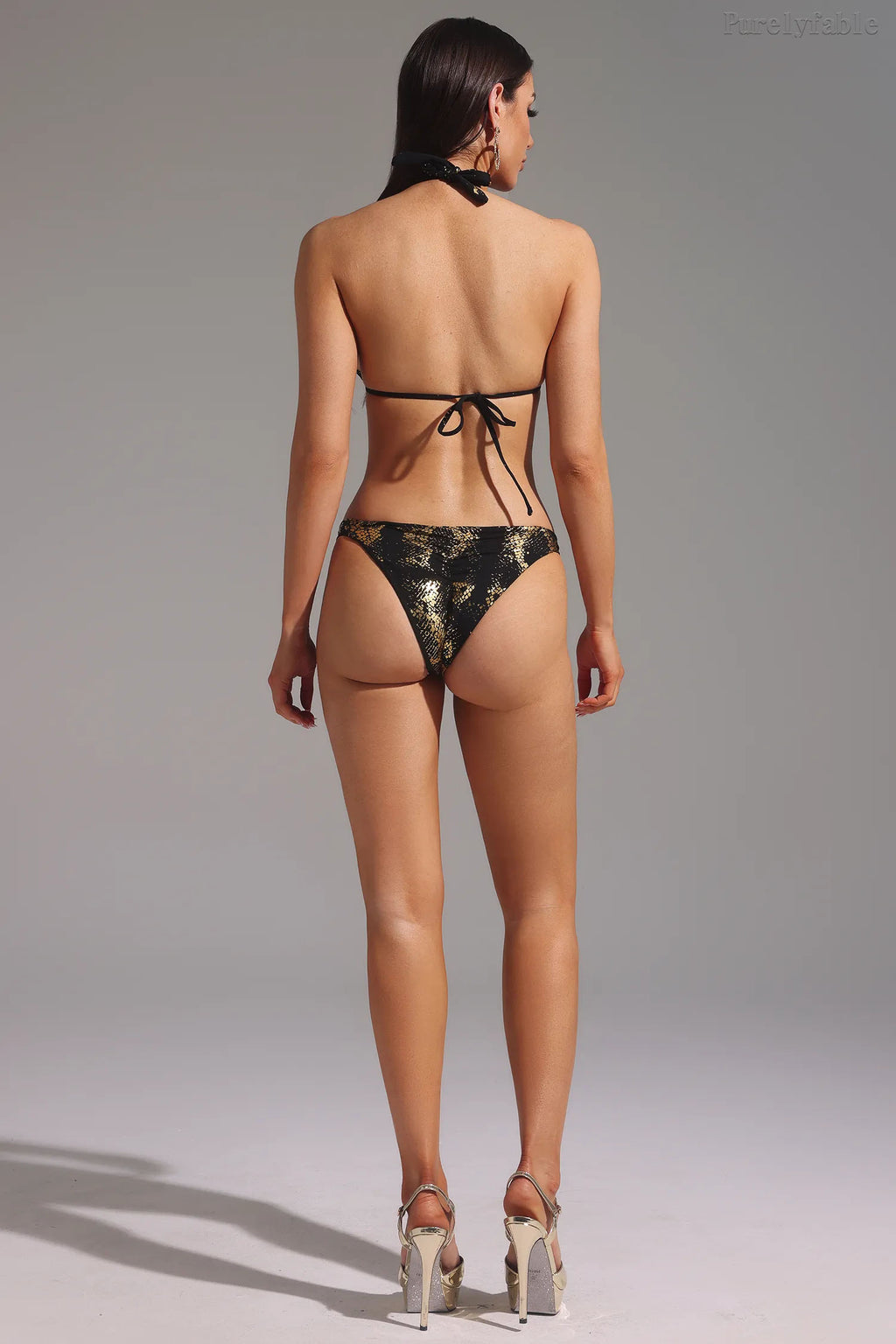 Felicity Black Serpentine Hot Stamped Bikini Swimwear Set