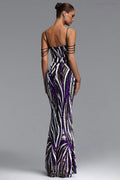 Camilla Purple Striped Fitted Bandeau Dress