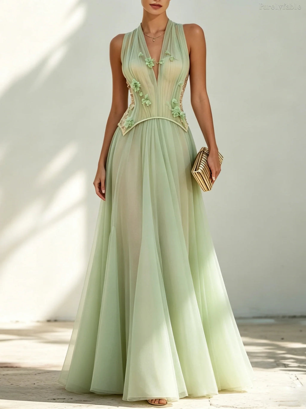 Tessa Pink Halter-Neck Dress Boning