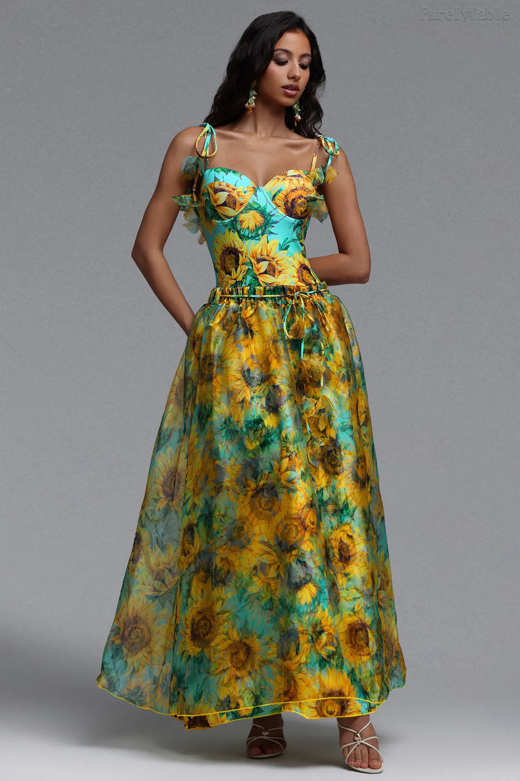 Mabel Yellow Sunflower Print One-Piece Swimwear Set