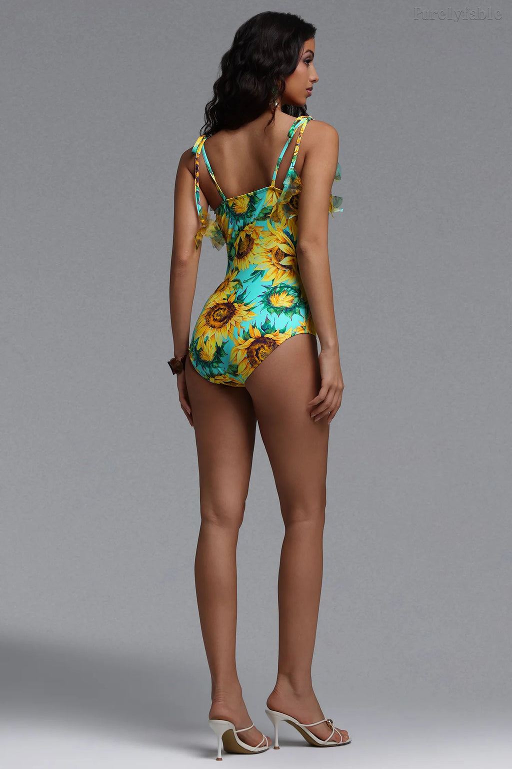 Mabel Yellow Sunflower Print One-Piece Swimwear Set
