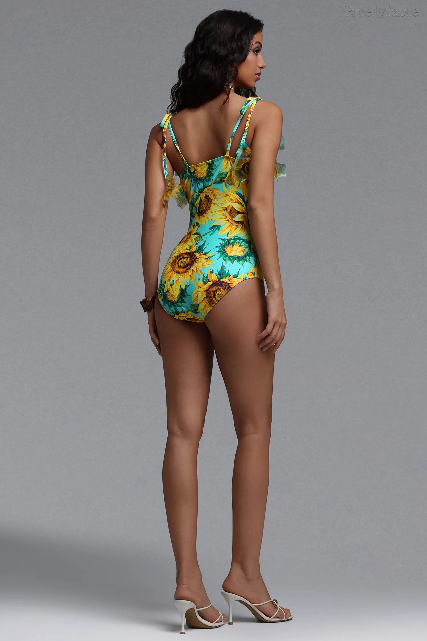 Mabel Yellow Sunflower Print One-Piece Swimwear Set