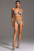 Maeve Silver Sexy Shiny Special Fabric Swimwear Sets