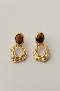 Tiger Eye Stone Abstract Earrings