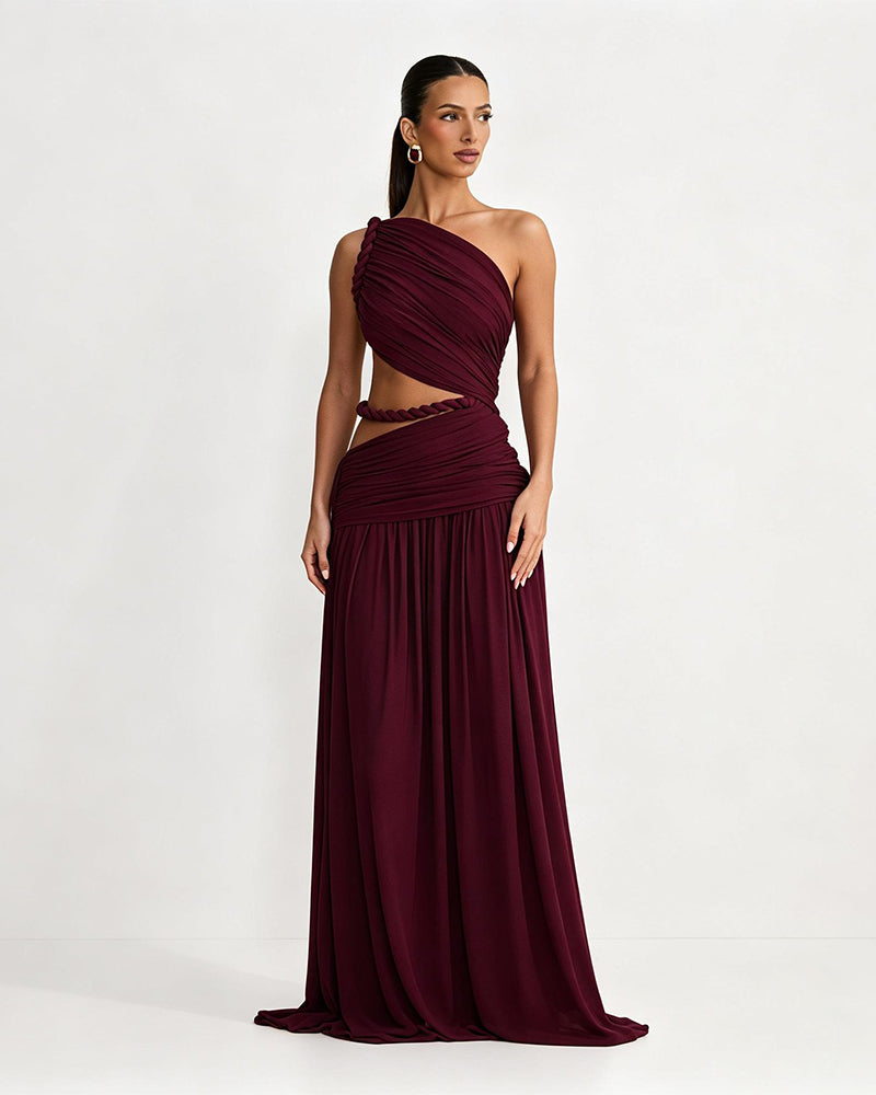 Darcy Claret Hollow Out Mesh Maxi Dress
