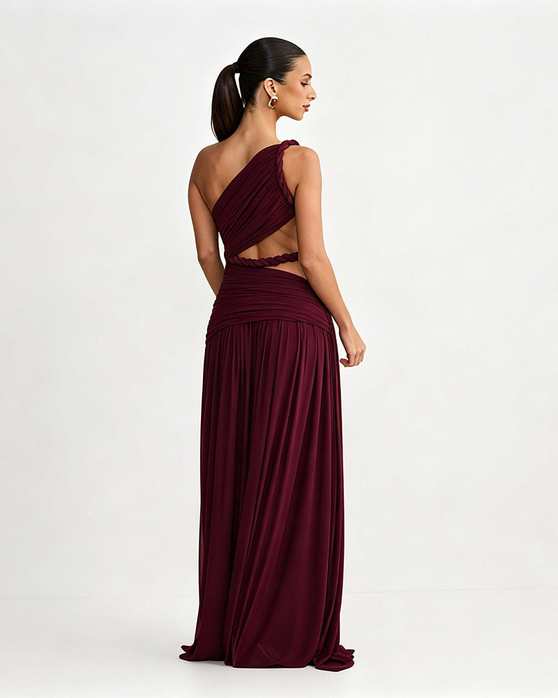 Darcy Claret Hollow Out Mesh Maxi Dress
