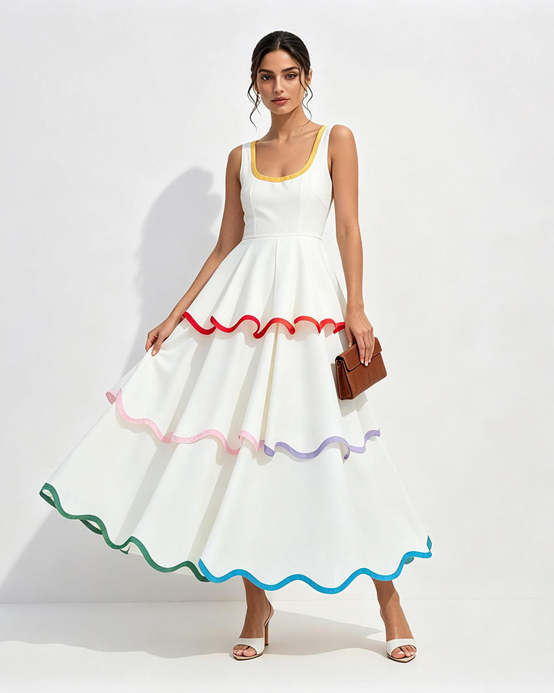Aliyah White Tiered Cake Maxi Dress