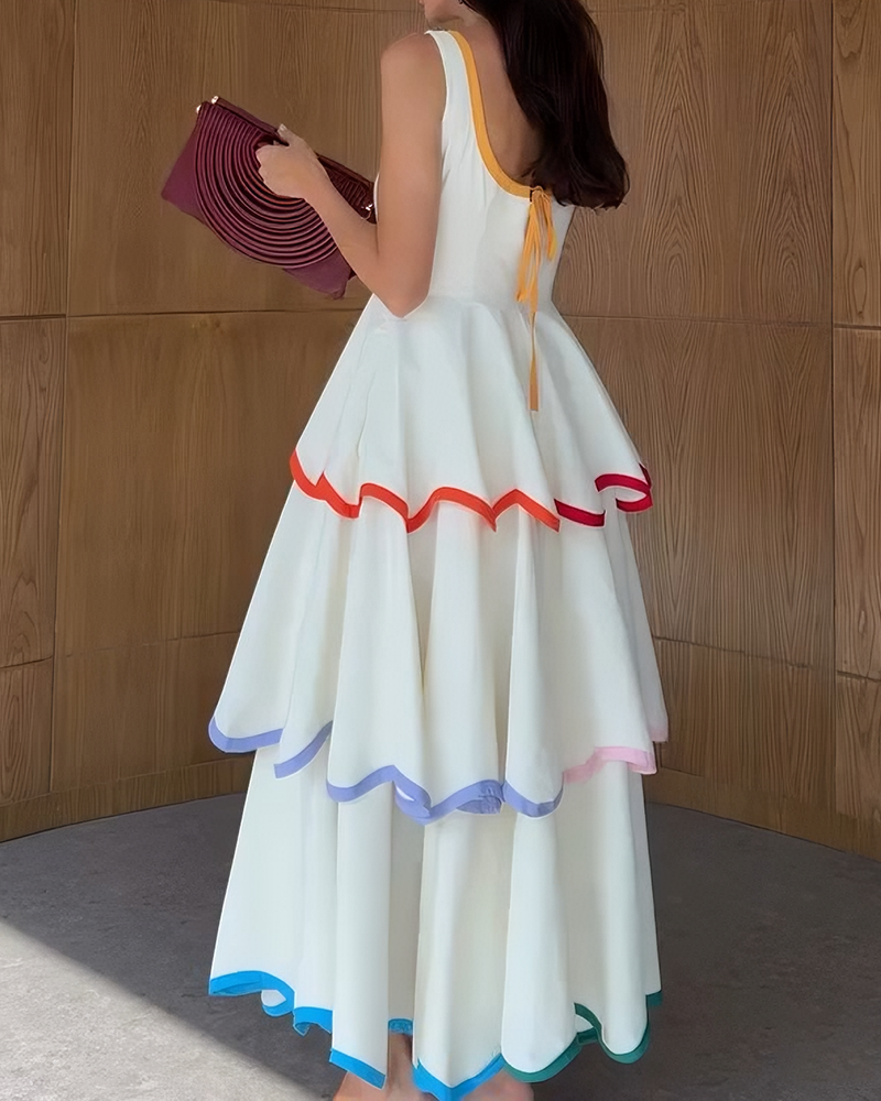 Aliyah White Tiered Cake Maxi Dress