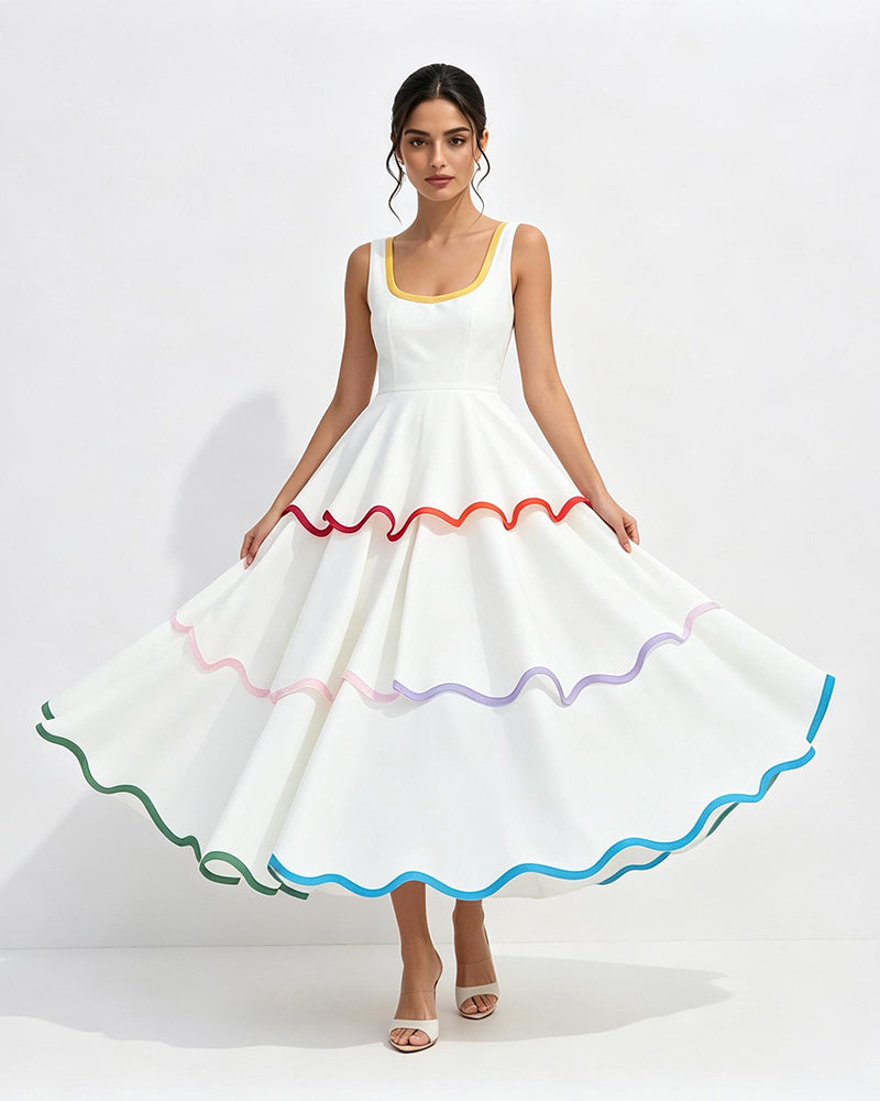 Aliyah White Tiered Cake Maxi Dress