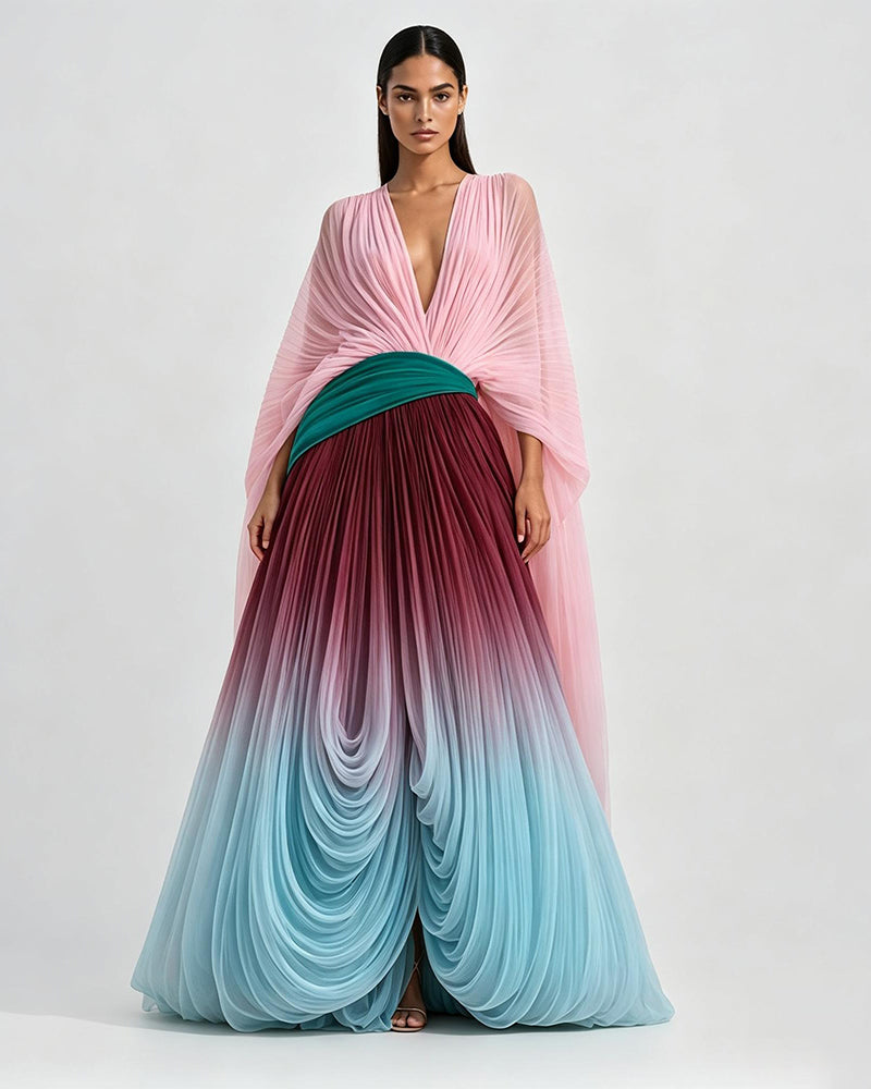 Thalia Colorful Pleated Loose-fitting Dress