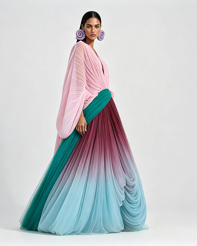 Thalia Colorful Pleated Loose-fitting Dress