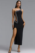 Clara Black Strapless Seeveless Long Hip Hhugging Dress