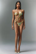 Hazel Gold Halter Jumpsuit Bikini Swimwear