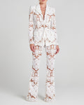 Athena White Sheer Lace Blazer and Flared Trouser Set
