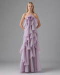 Ariana Blue Halter Flower Ruffle Maxi Dress