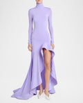 Zora Purple Long Sleeve High Neck Ruffle Hem Maxi Dress