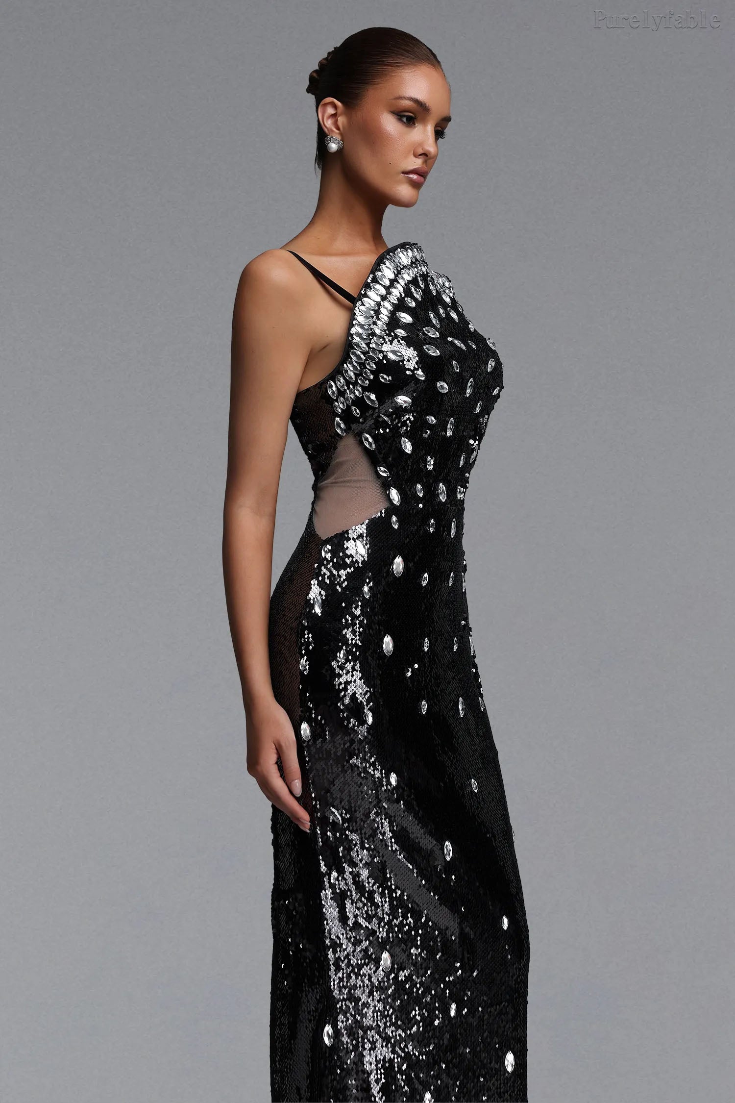 Camilla Black Sequined Low-Cut Halter-Neck Dress