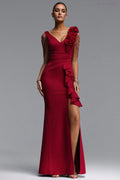Felicity Red One Shoulder Floral Ruffle Dress