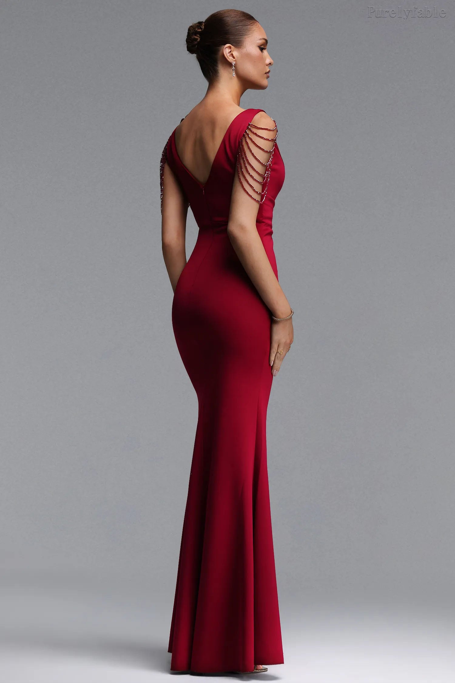 Felicity Red One Shoulder Floral Ruffle Dress