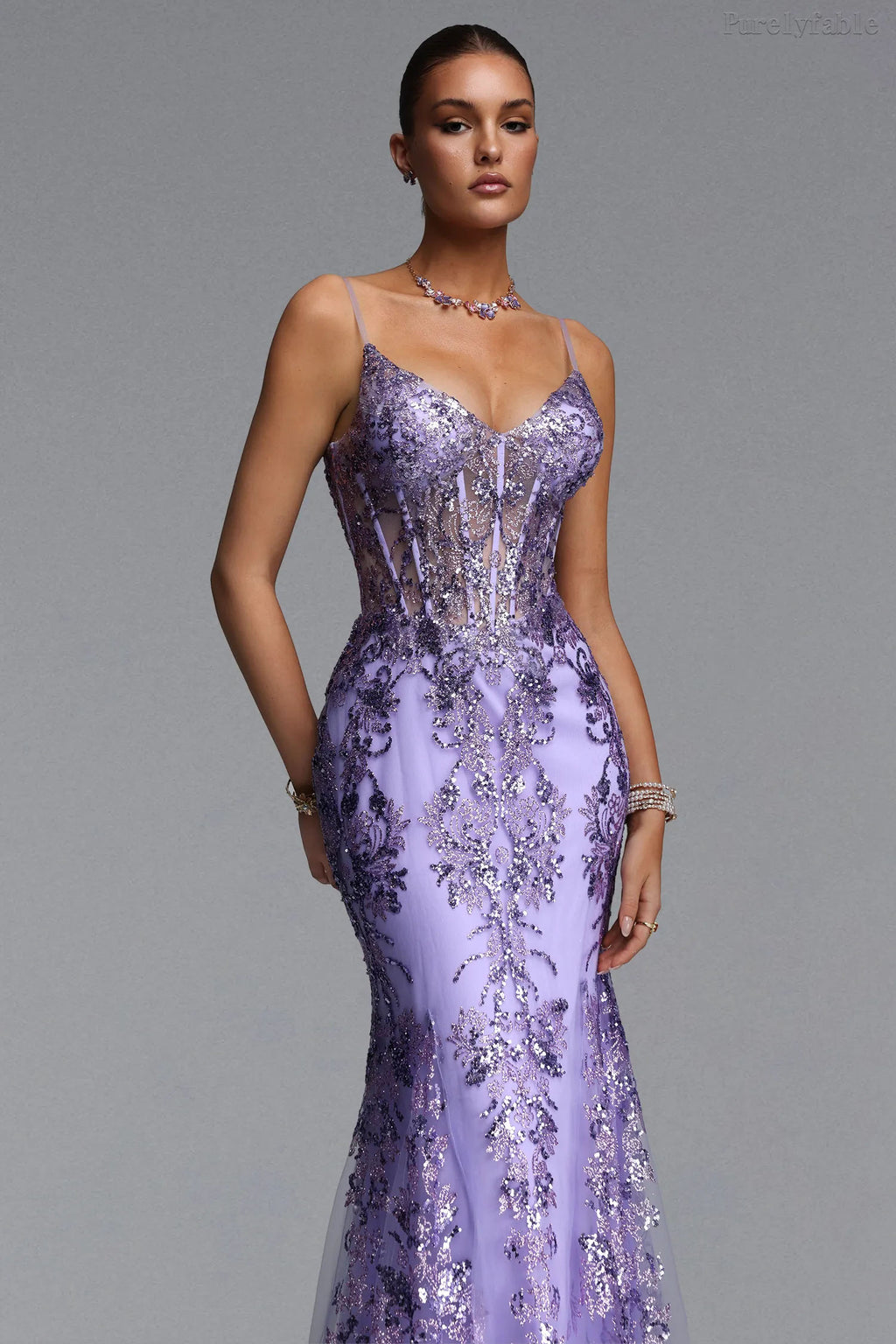 Camilla Purple Floral Embroidery Dress