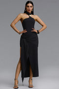 Clara Black Hanging Neck Dress