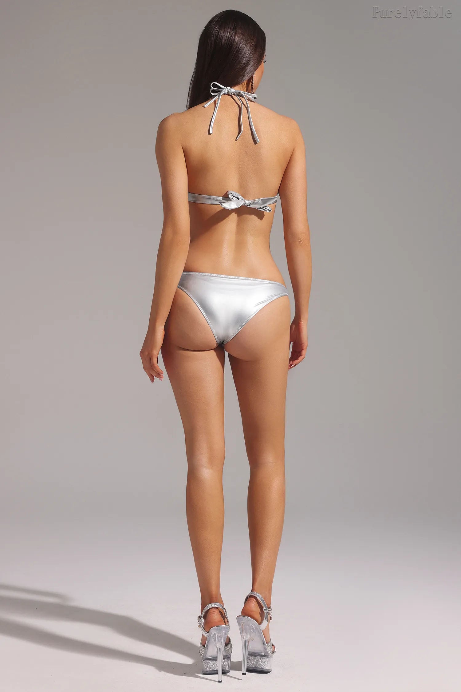 Lydia Silver Hard Cup Bikini Diamond Swimwear Set